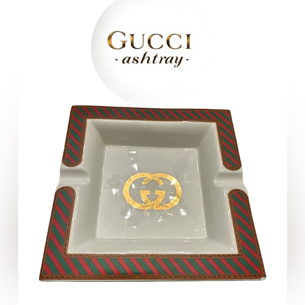 Gucci Ashtray with Red and Green Stripes
